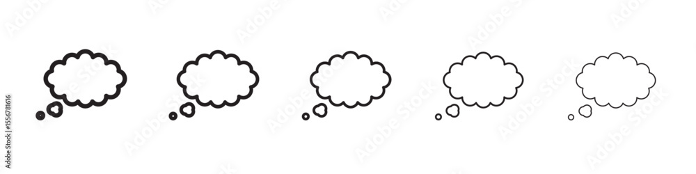 Thinking bubble icon thin flat outline style vector sign Thinking bubble icon thin flat outline style vector sign