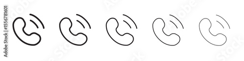 Telephone phone call icon thin flat outline style vector sign