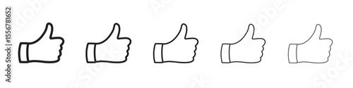 Thumbs Up icon thin flat outline style vector sign