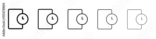 Time management icon thin flat outline style vector sign