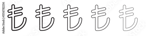 Turkish lira icon thin flat outline style vector sign