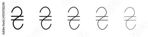 Ukrainian hryvnia icon thin flat outline style vector sign