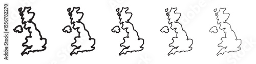 United Kingdom map icon thin flat outline style vector sign