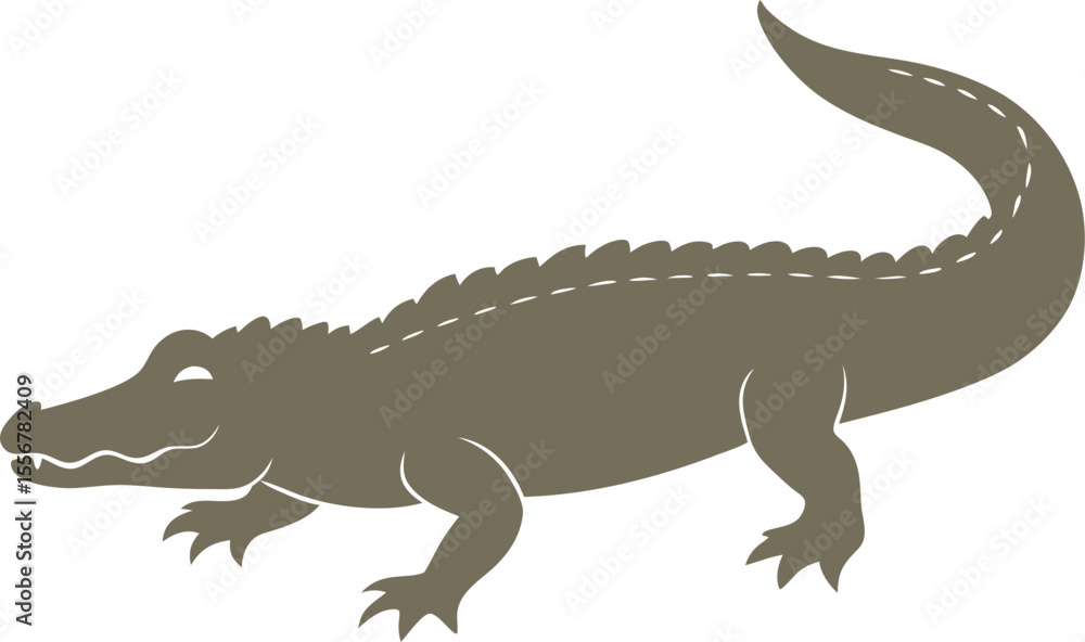 Naklejka premium Crocodile Silhouette Vector Illustration On White Background