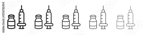 Vaccine vial icon thin flat outline style vector sign