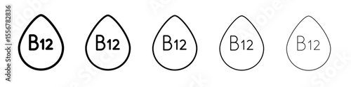 Vitamin B12 drop icon thin flat outline style vector sign