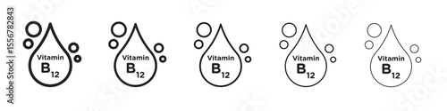 Vitamin B12 drop icon thin flat outline style vector sign