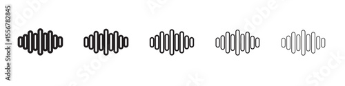 Voice recognition icon thin flat outline style vector sign
