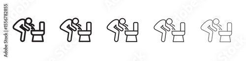 Vomiting in bathroom icon thin flat outline style vector sign