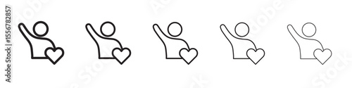 Volunteer icon thin flat outline style vector sign