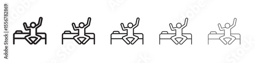 Wake up in the morning icon thin flat outline style vector sign