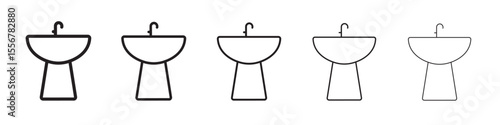 washbasin icon thin flat outline style vector sign