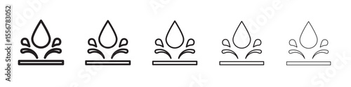 Water repellent surface icon thin flat outline style vector sign