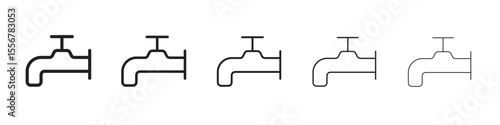 Water tap icon thin flat outline style vector sign