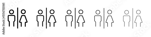 wc toilet door plate icon thin flat outline style vector sign