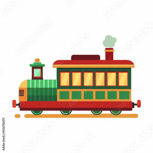 Minimal vintage train vector for railway history, classic mechanical engineering, historical travel, transportation concept art, and flat style train visuals