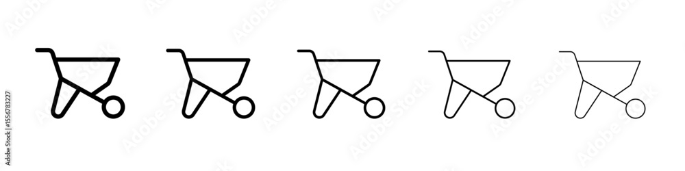 wheelbarrow unloading icon thin flat outline style vector sign wheelbarrow unloading icon thin flat outline style vector sign