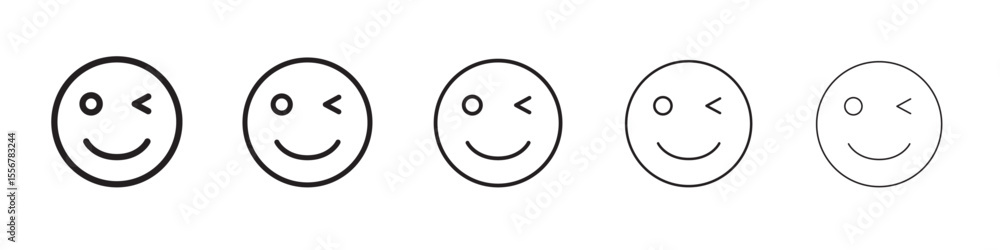 Fototapeta premium Winking eye icon thin flat outline style vector sign