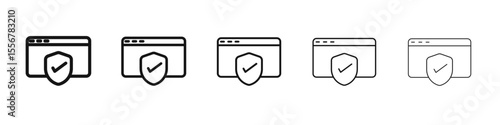 Web Security icon thin flat outline style vector sign