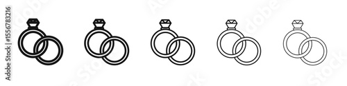 Wedding ring icon thin flat outline style vector sign