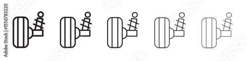 wheel alignment icon thin flat outline style vector sign