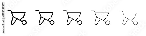 wheelbarrow unloading icon thin flat outline style vector sign