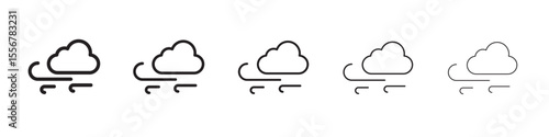 Wind clouds Icon thin flat outline style vector sign