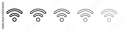 Wifi signal icon thin flat outline style vector sign