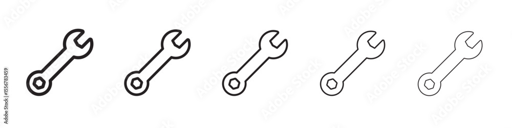 Wrench icon thin flat outline style vector sign Wrench icon thin flat outline style vector sign