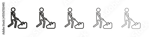 Worker digging icon thin flat outline style vector sign