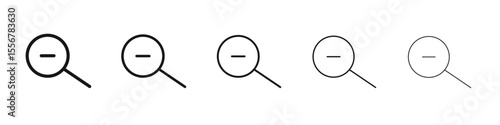 Zoom out icon thin flat outline style vector sign