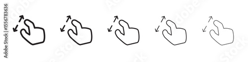 zZoom Gesture icon thin flat outline style vector sign