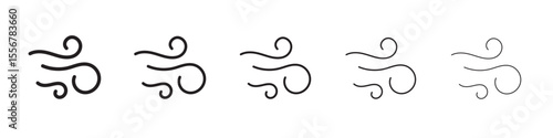 Blowing wind icon thin flat outline style vector sign