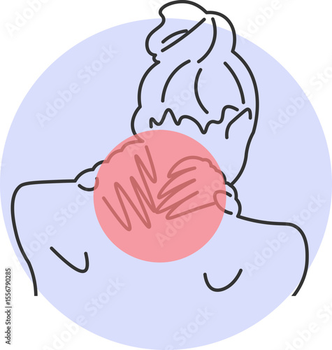 Young man feels severe pain in his upper back