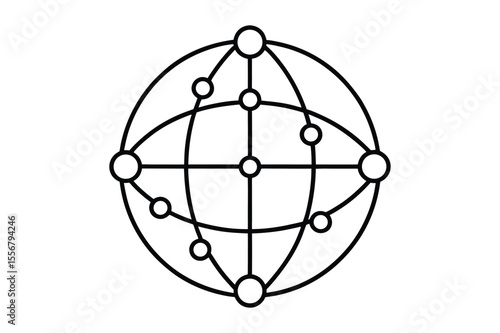 Globalization line art vector illustration with network expansion icon