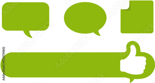 Green speech bubbles and thumbs up vector for social media engagement and feedback communication design vector illustration