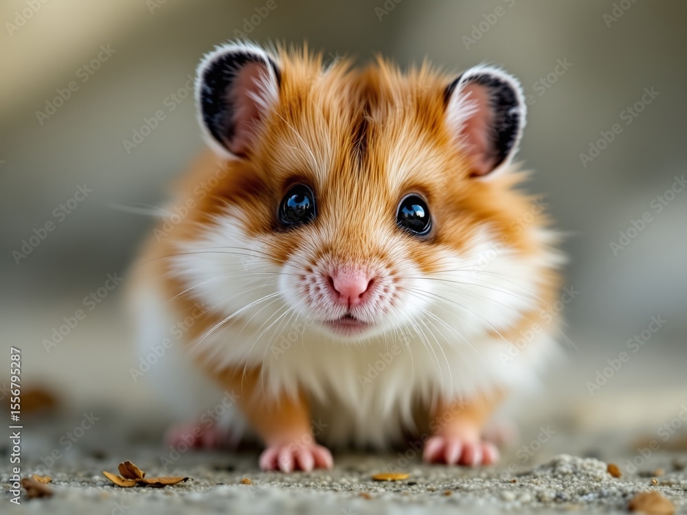 Big-Eyed Hamster with Luxurious Fur - Cute Rodent Image Big-Eyed Hamster with Luxurious Fur - Cute Rodent Image
