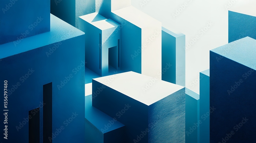Abstract Blue Geometric Cityscape Building Blocks Design Abstract Blue Geometric Cityscape Building Blocks Design