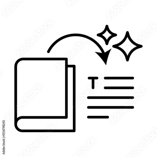 Black outline style of AI Summarizer Icon. Automated Text Summarization, AI Technology, Content Reduction, Natural Language Processing, Digital Solutions, Writing Efficiency.Outline icon. 