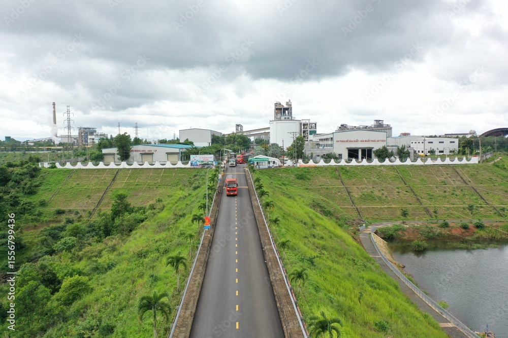 Fototapeta premium Construction site and aluminum bauxite mining plant