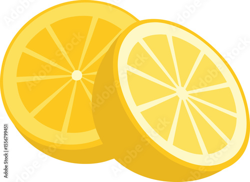 Side view lemon slices on transparent background
