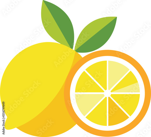Lemon slices with orange segment on transparent background