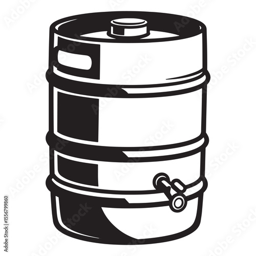 Simple black and white illustration of a beer keg perfect for breweries and pubs.