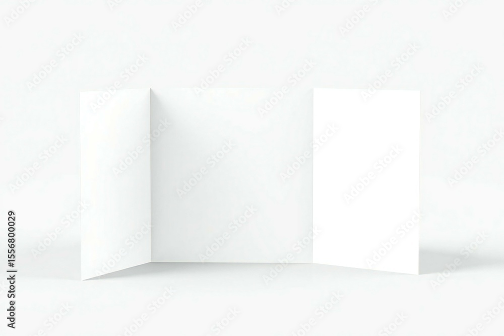 Fototapeta premium Blank tri fold brochure mockup on white background