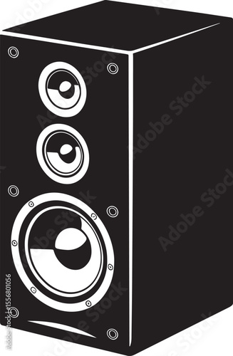 Black Silhouette Studio Monitor Speaker Three Drivers Audio Equipment Graphic white