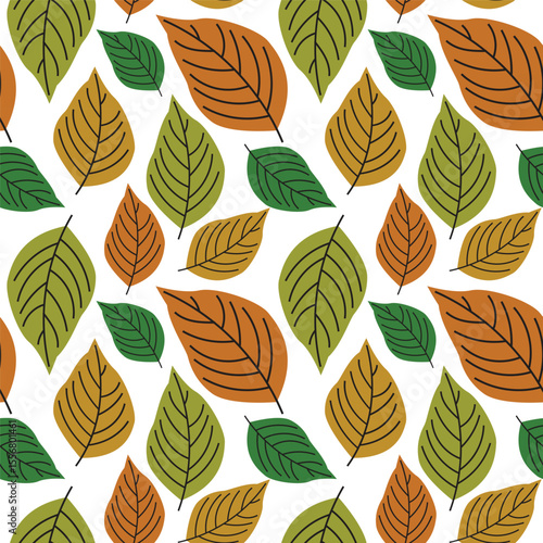 vector colorful leaves pattern design, seamless pattern of leaves