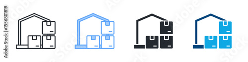 Storage Icon Set Multiple Style. Designed In Outline, Blue, Glyph, Dual Tone