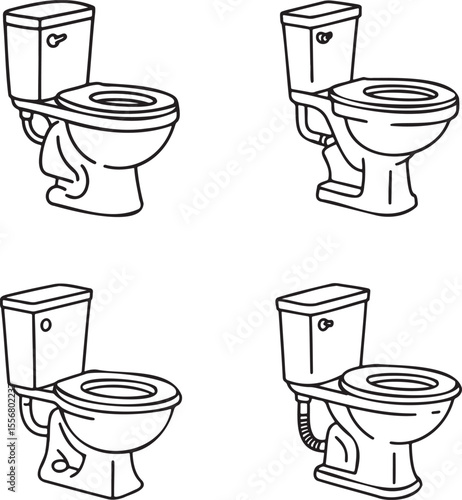 High commode Outline set vector illustration isolated On Transparent Background