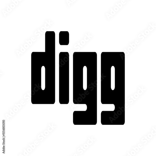 Black and white digg logo featuring rounded square letters with white vertical rectangles inside them design