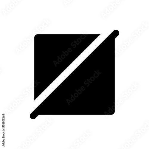 A simple black square with a diagonal line running from the top right corner to the bottom left corner icon